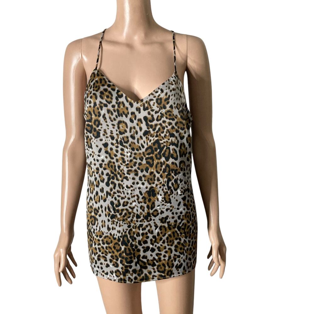 Banana Republic Top Womens Medium Leopard Print Brown Black Gray